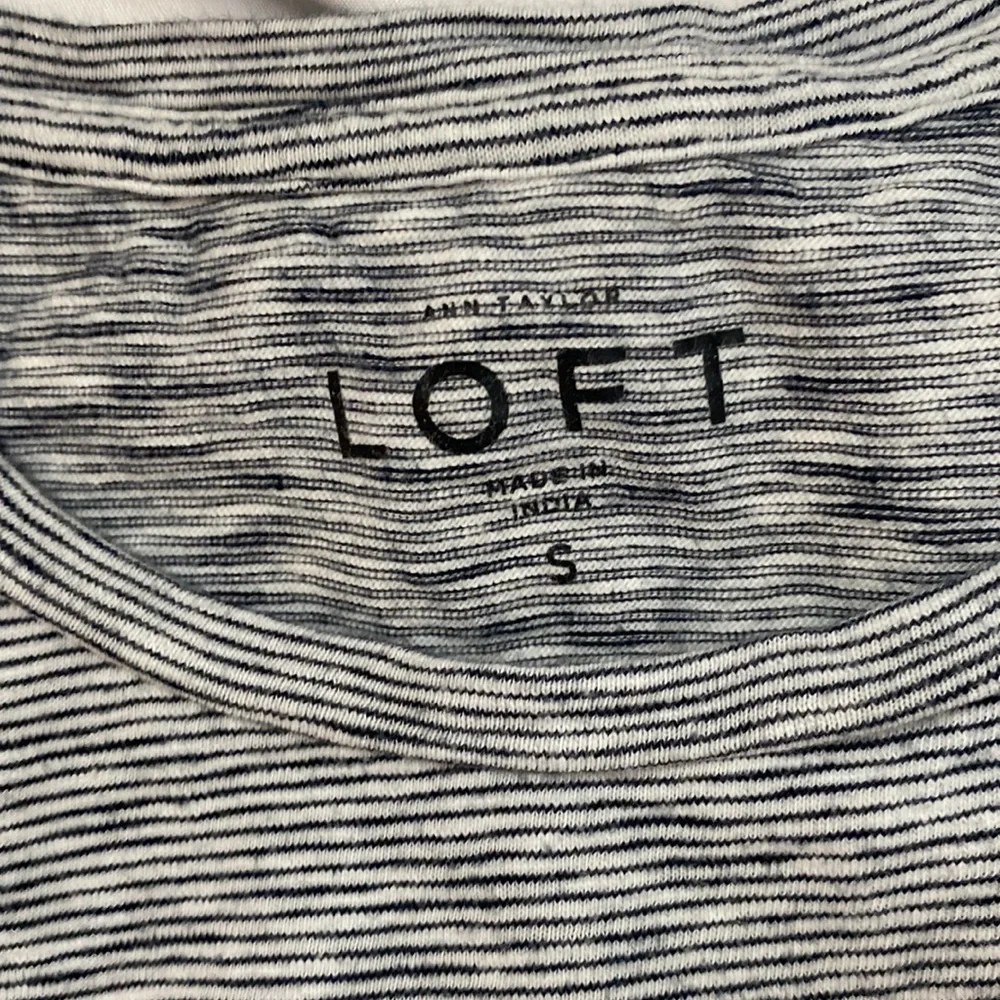 LOFT - Black & White Striped Long Sleeve Tee, Size S. - Picture 5 of 5
